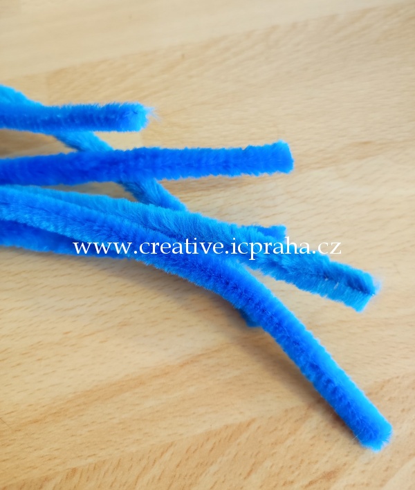 chlupaté barevné drátky - 50cm modrý